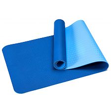 Коврик для йоги и фитнеса 183*61*0,6 TPE двухслойный (синий/голубой) SF 0402